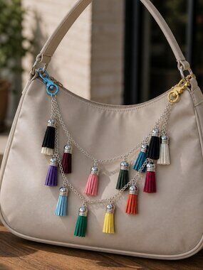 Handmade Bag Charm: Whimsical Clay Charms, Silver Chain Accessory